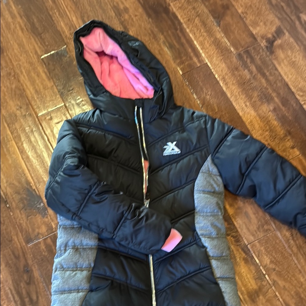 Zeroxposure Black and Gray Hooded Jacket with Pink Fleece Lining 10-12
